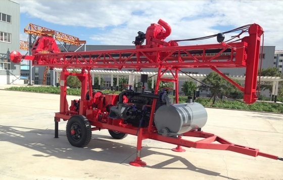 200m Portable Borehole Drilling Machine , Water Well Drilling Trailer With 2 Wheels