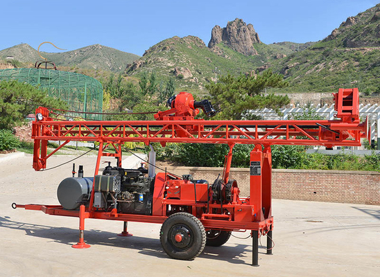 Small Borehole GL-II Water Drilling Machine With Trailer Type 200m Depth