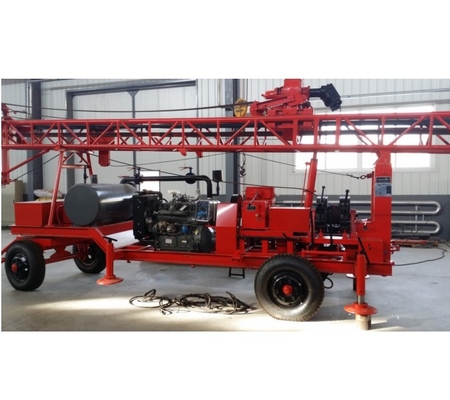 Portable Borehole Drilling Rig Machine Trailer Mounted For 300m Meter