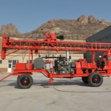 Portable Borehole Drilling Rig Machine Trailer Mounted For 300m Meter