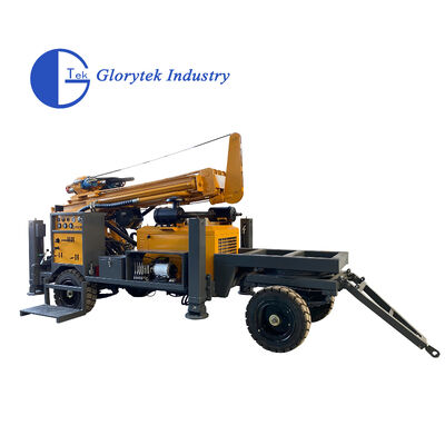 Hydraulic Drive Trailer Mounted Drill Rig Machine with 70kw Diesel Engine for 260m Depth Water Well Drilling